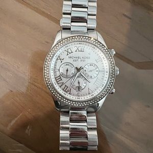Michael Koran Oversized Pave Silver Watch